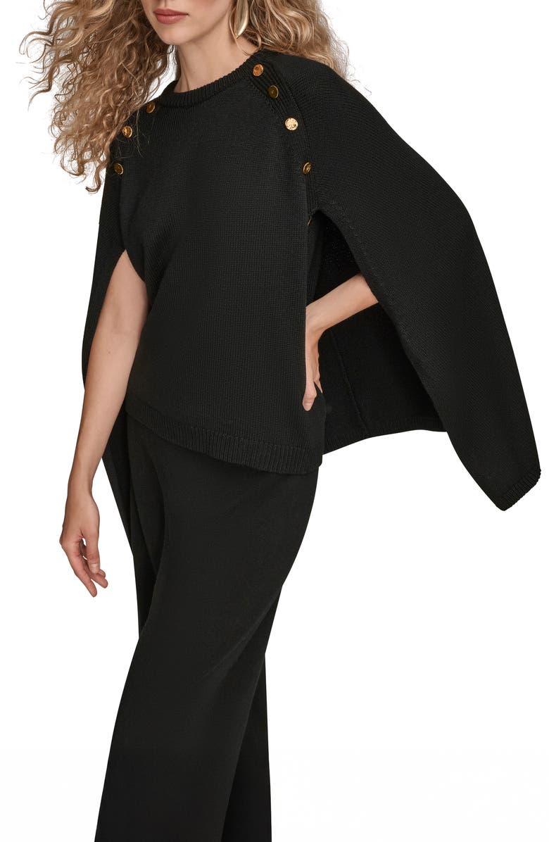 Donna Karan New York Cape Sweater, Alternate, color, Black
