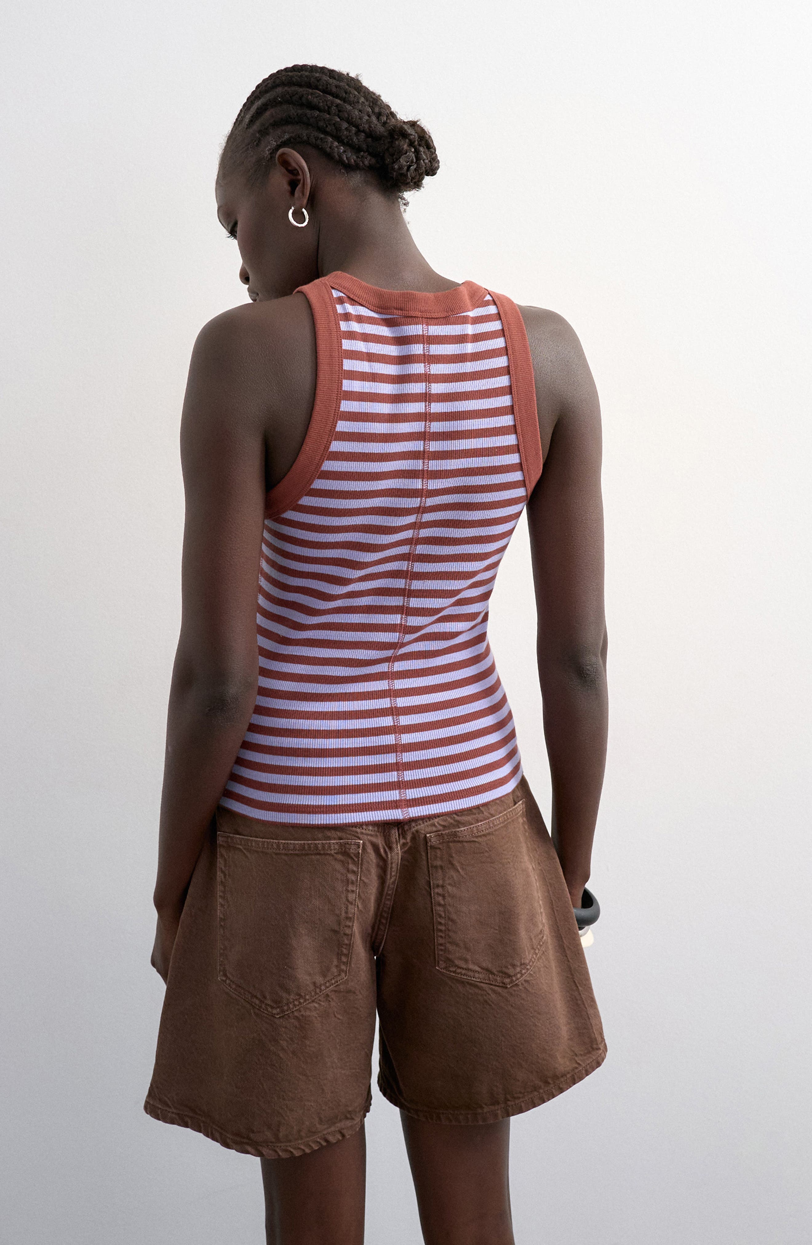Stripe Cutaway Stretch Cotton Rib Tank - image 2