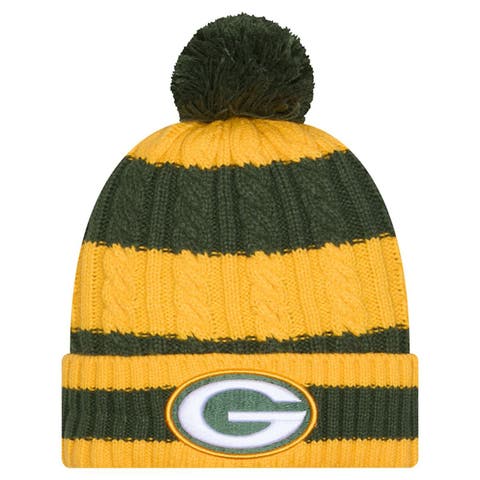 Women's New Era Green Green Bay Packers Braided Cuffed Knit Hat with Pom
