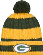 New Era Women's New Era Green Green Bay Packers Braided Cuffed Knit Hat with Pom