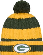 New Era Women's New Era Green Green Bay Packers Braided Cuffed Knit Hat with Pom