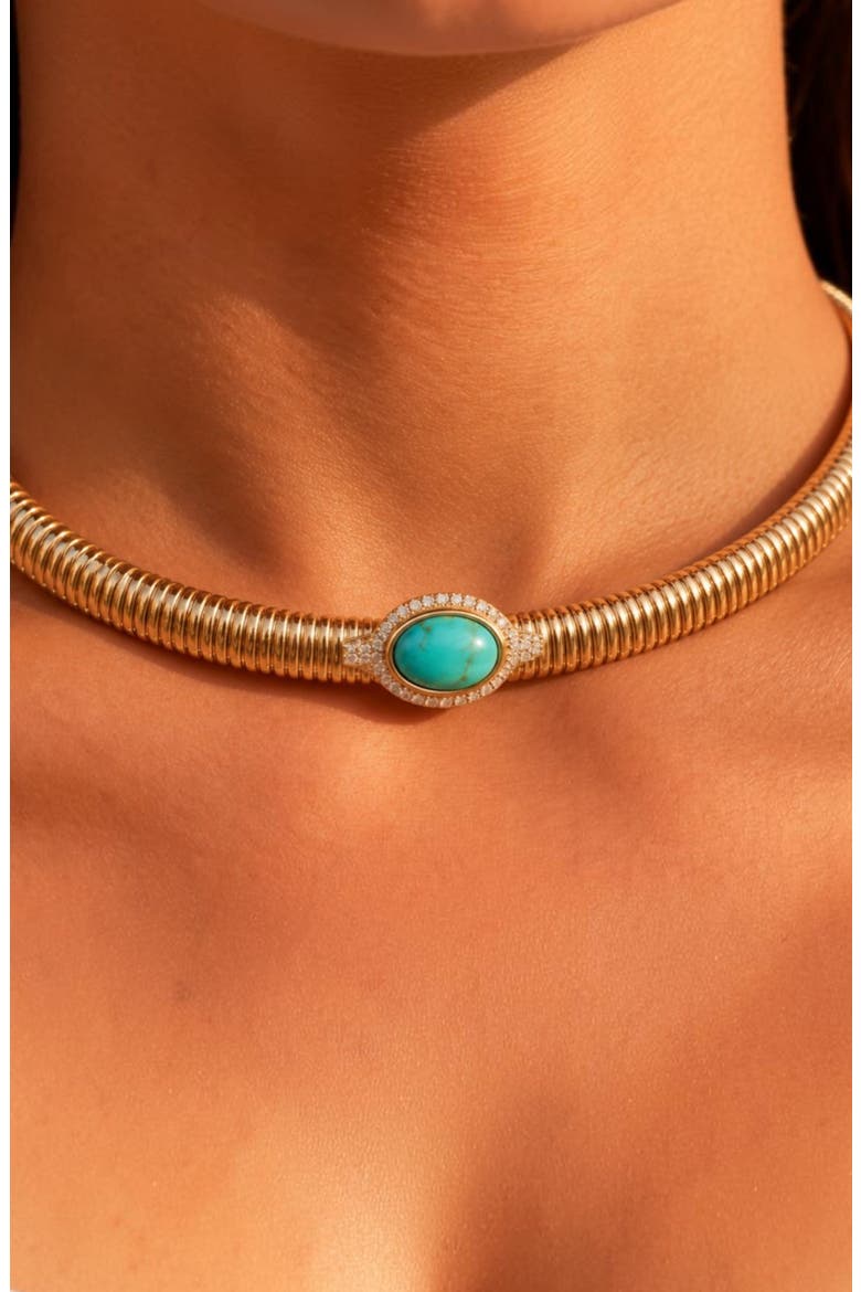 Milano Tubogas Necklace, Alternate, color, Turquoise