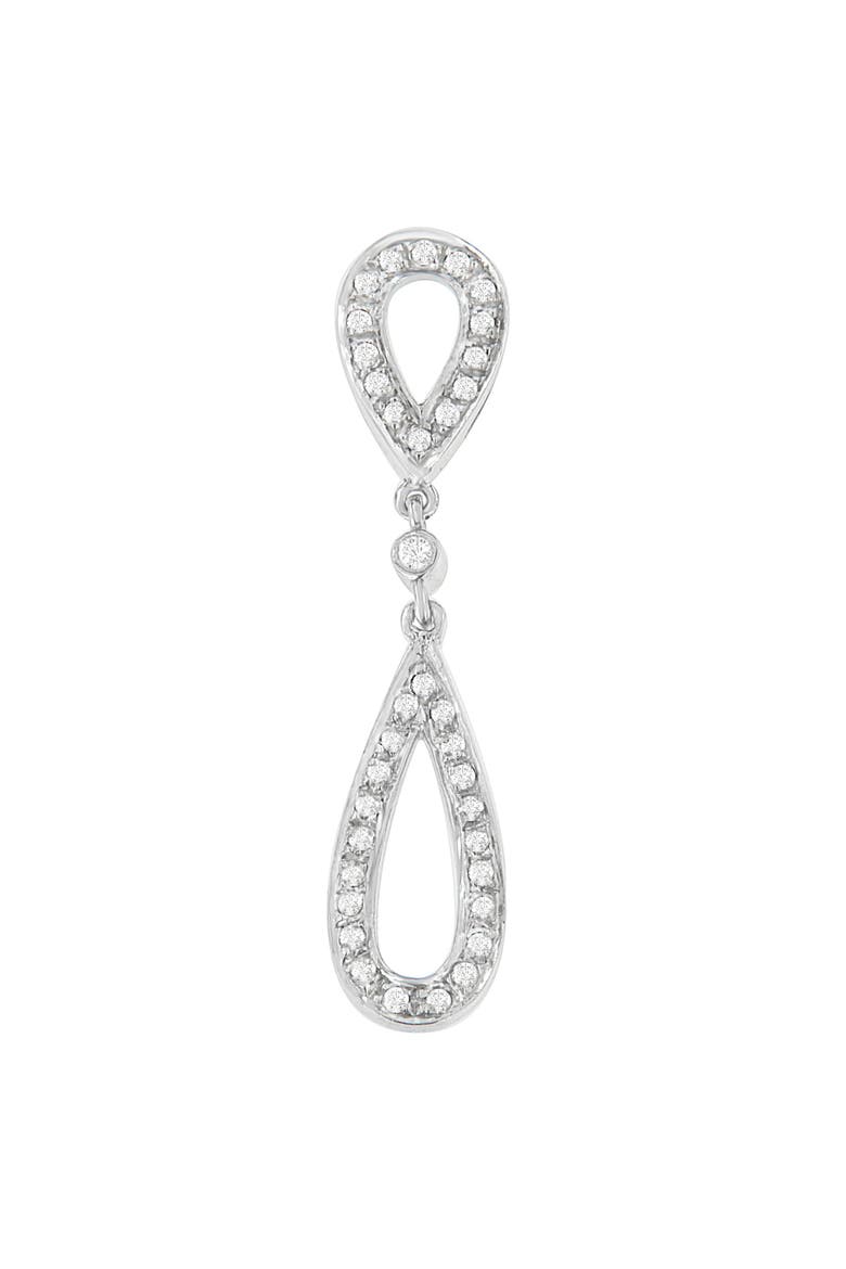 14 White Gold 1/4 cttw Round Cut Diamond Double Tear Drop Pendant Necklace, Main, color, White