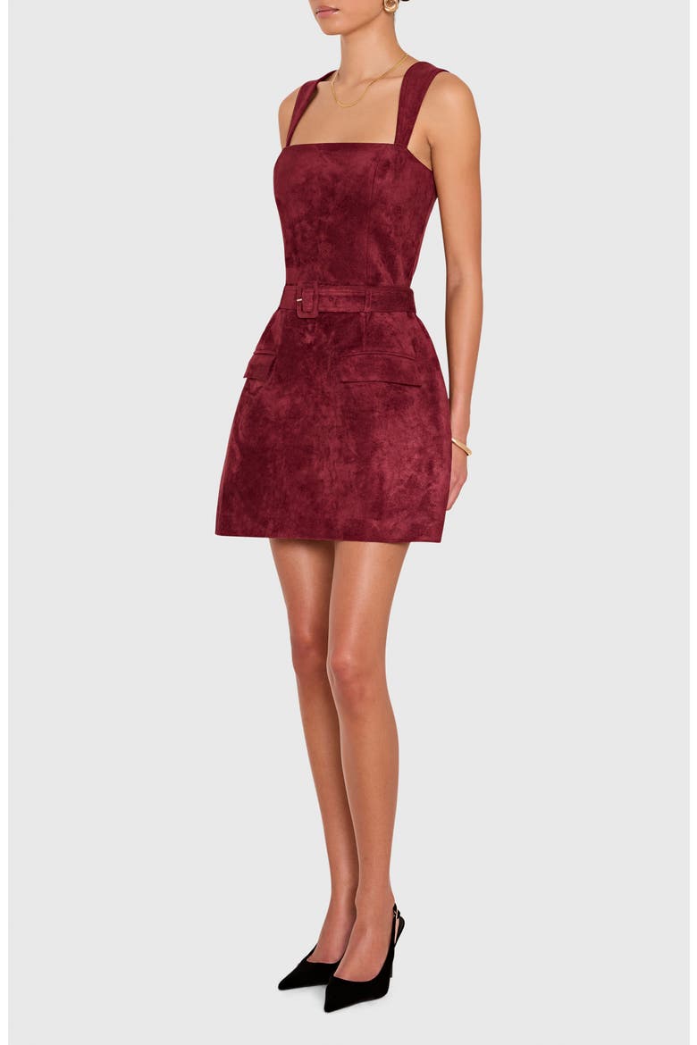 Bethany Sleeveless Faux Suede Skort, Alternate, color, RUST