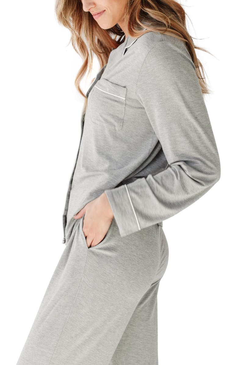 Cozy Earth Long Sleeve Knit Pajamas, Alternate, color, Grey