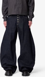 mnml Button Fly Barrel Leg Jeans
