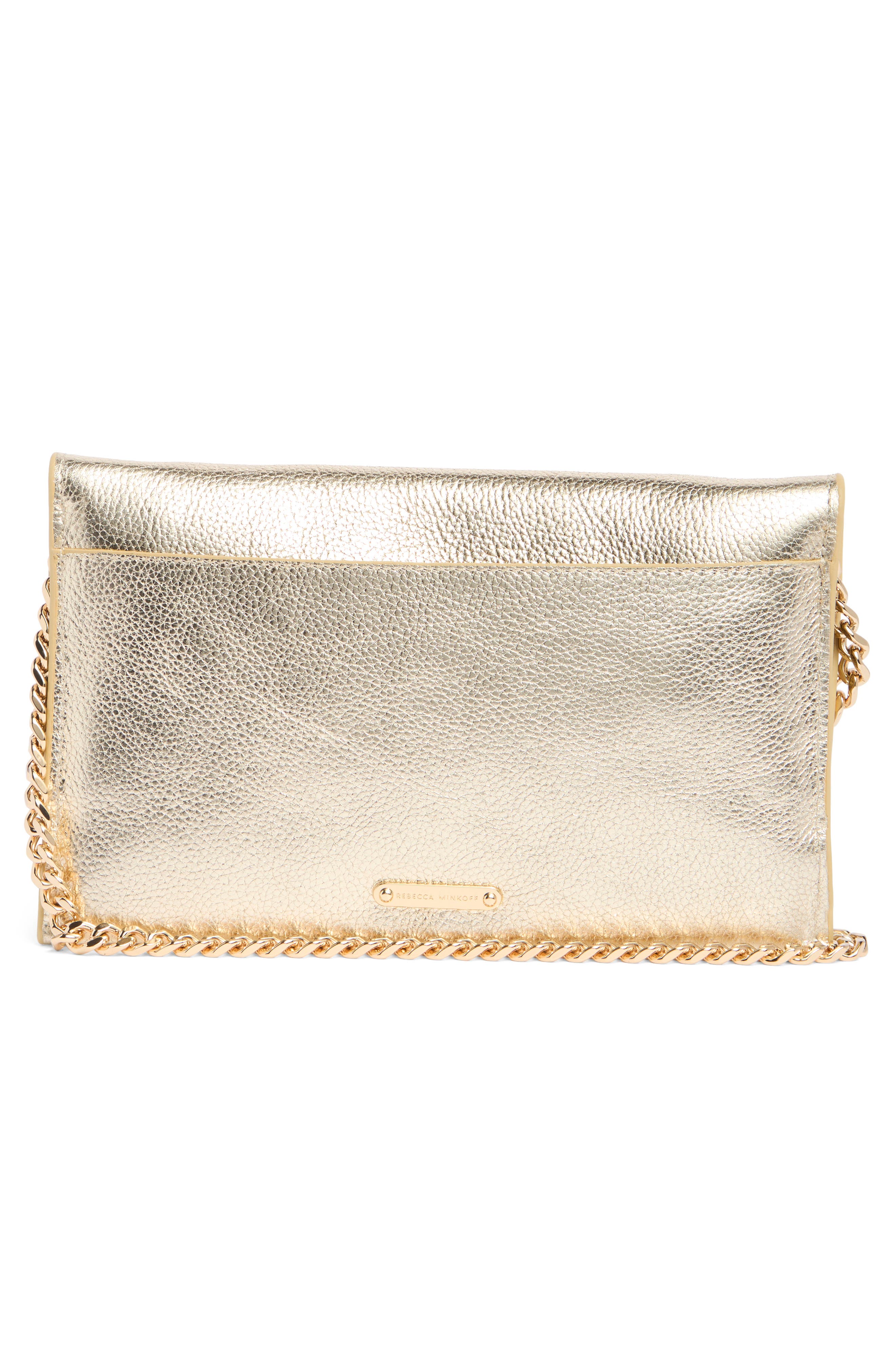 Rebecca Minkoff Lou Metallic Leather Convertible Clutch, Alternate, color, 