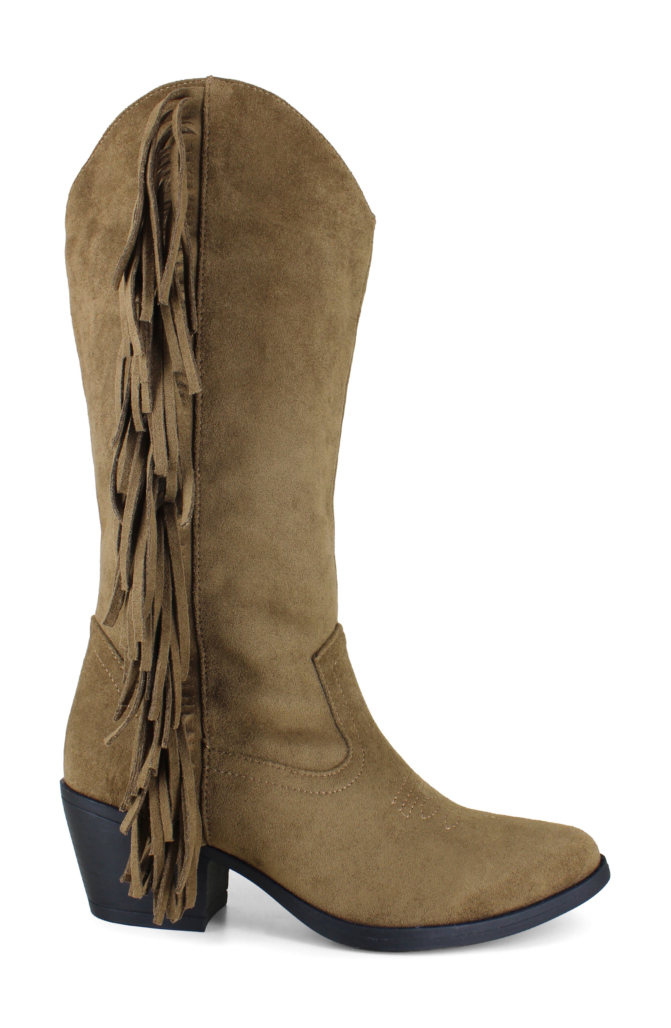 UNIONBAY Darcy Fringe Western Boot, Alternate, color, Dark Tan