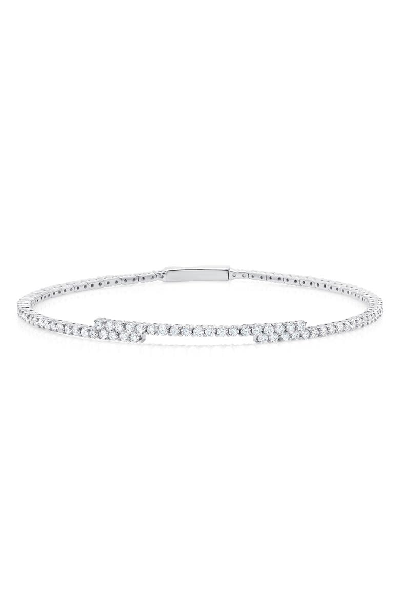 Crislu Cubic Zirconia Regal Flex Bangle Bracelet, Main, color, Silver