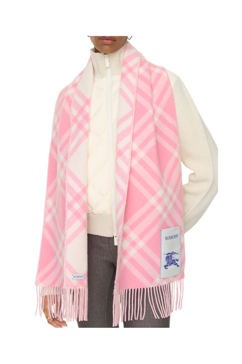 Check Cashmere Scarf, Alternate, color, Sugar pink