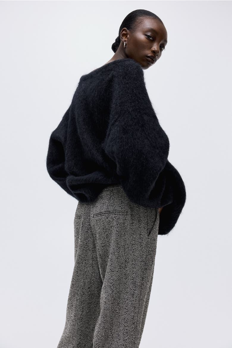 Tailored Trousers, Alternate, color, Gray/herringbone-patterned