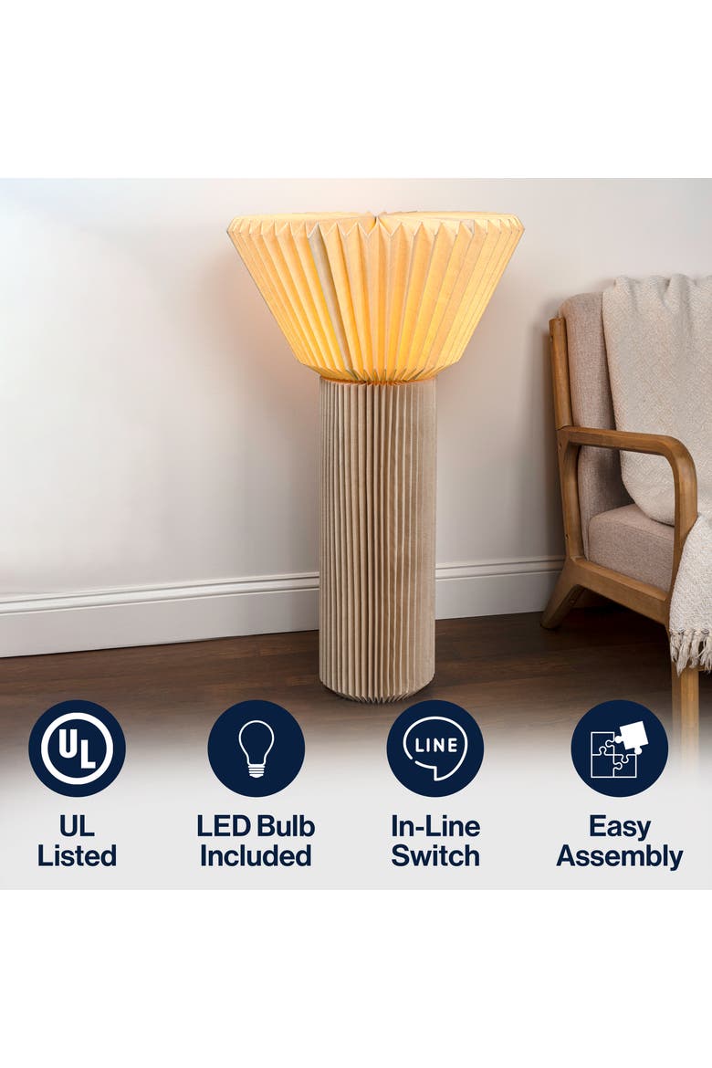 Archer 37" Modern Minimalist Pleated Shade Floor Lamp, Alternate, color, Natural