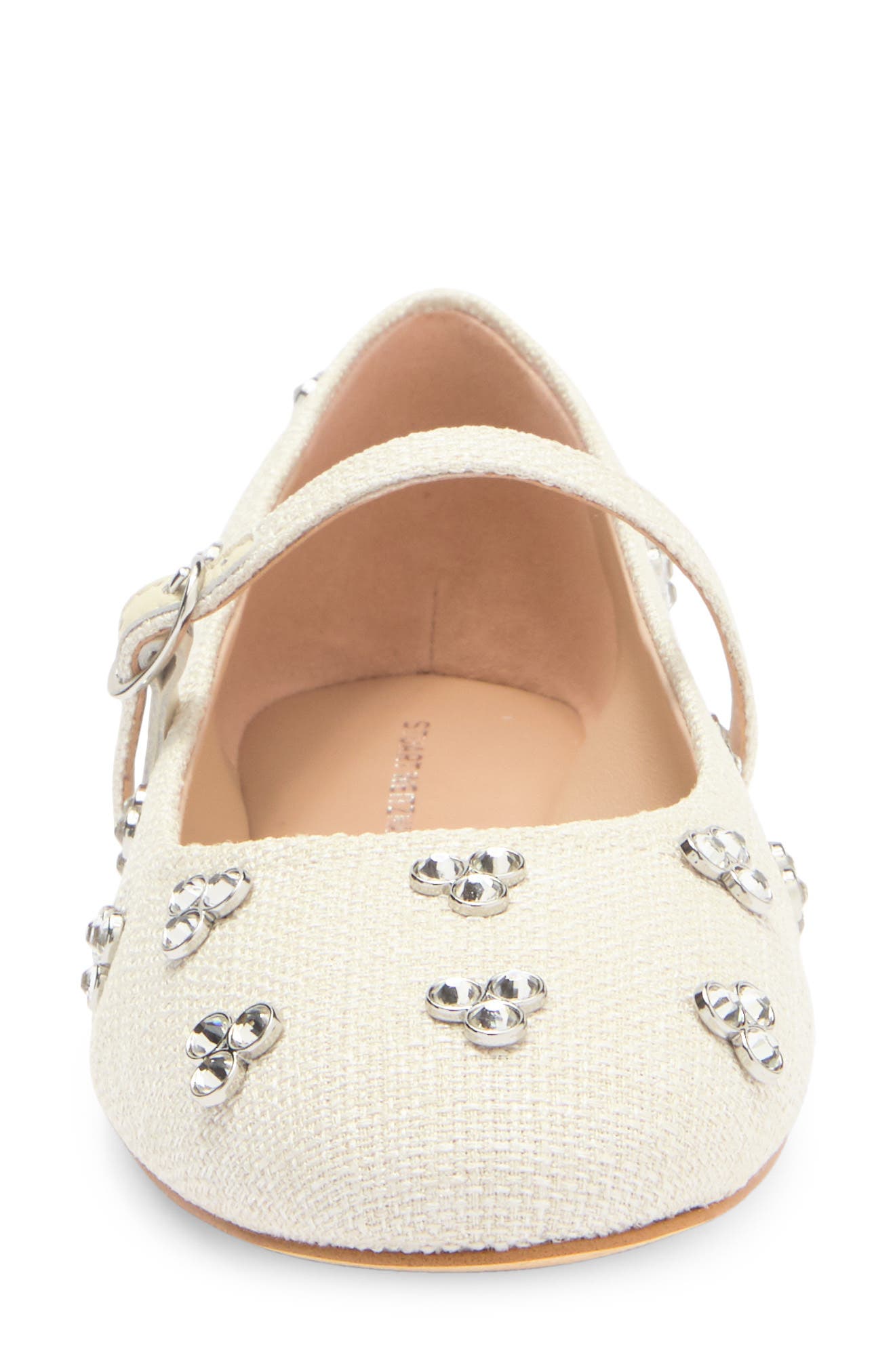 Stuart Weitzman Tammy Crystal Mary Jane Flat, Alternate, color, Cream