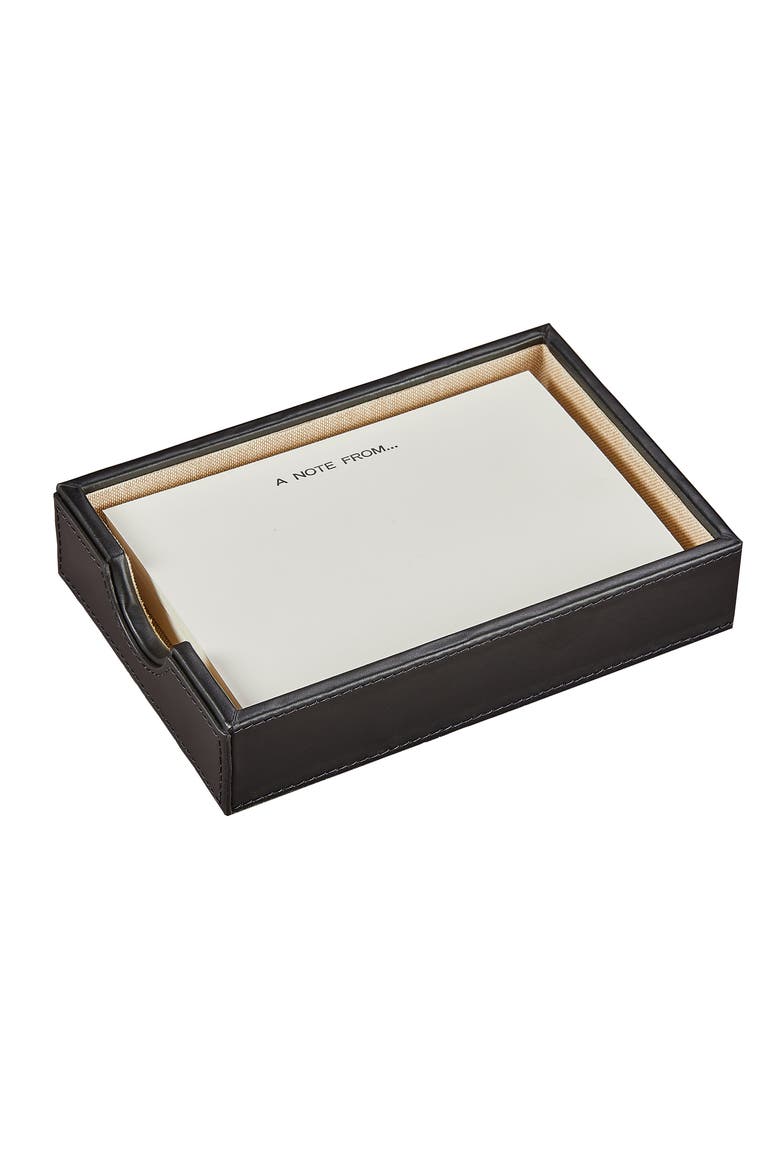 Classic Leather Memo Tray, Alternate, color, BLACK/IVORY