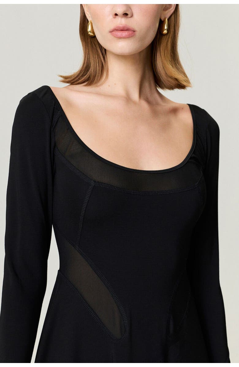 Nocturne Sheer Detailed Maxi Dress, Alternate, color, Black