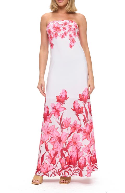 Printed Strapless Maxi Dress