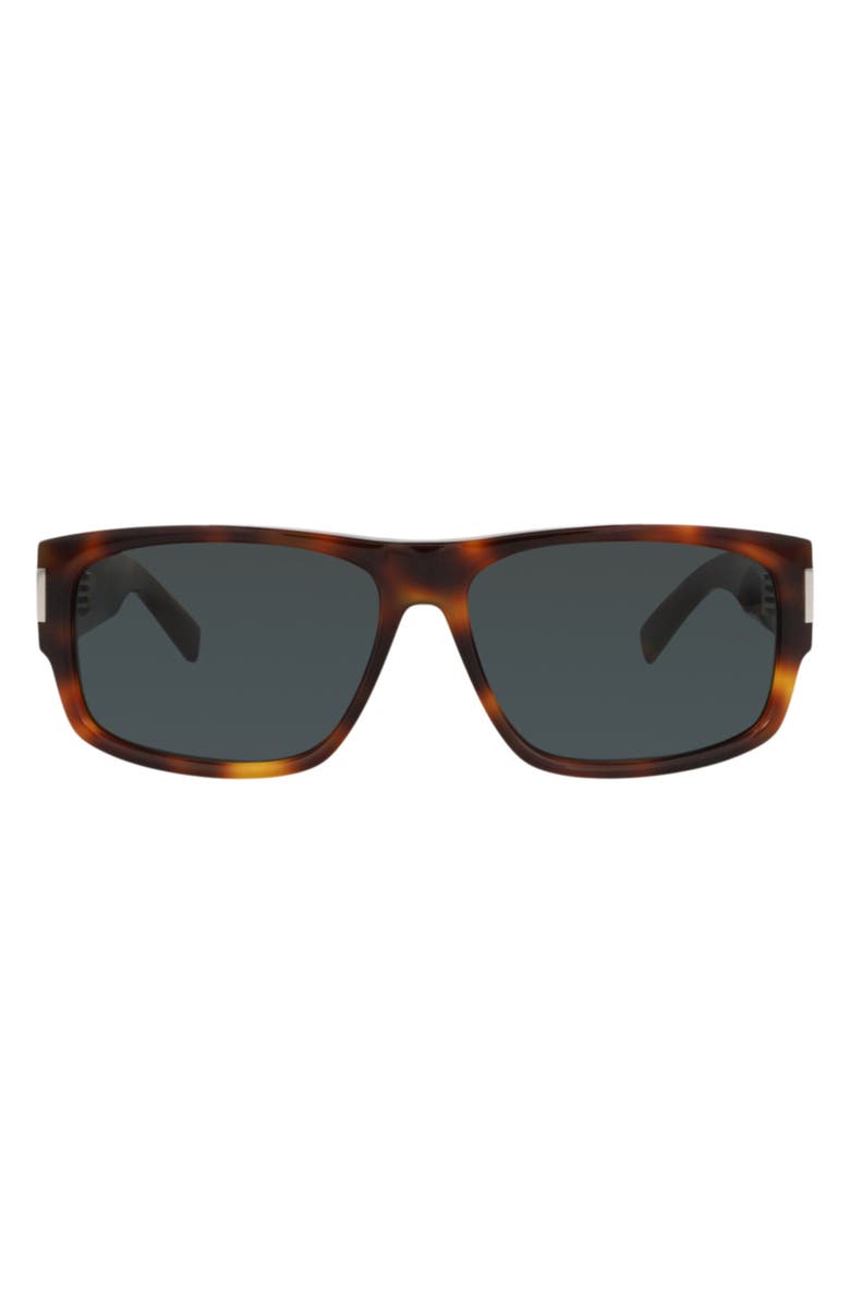 Saint Laurent 59mm Rectangular Sunglasses, Main, color, Havana Havana Black