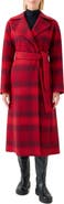Akris punto Blurred Check Belted Wool Blend Long Coat
