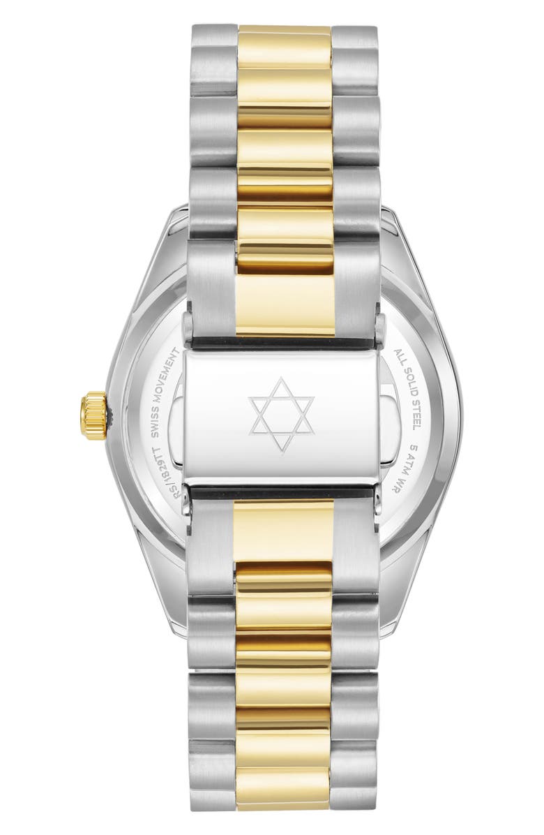 Rachie Shnay The Mazel Rose Quartz Two-Tone Bracelet Watch, 36mm, Alternate, color, Rose Quartz