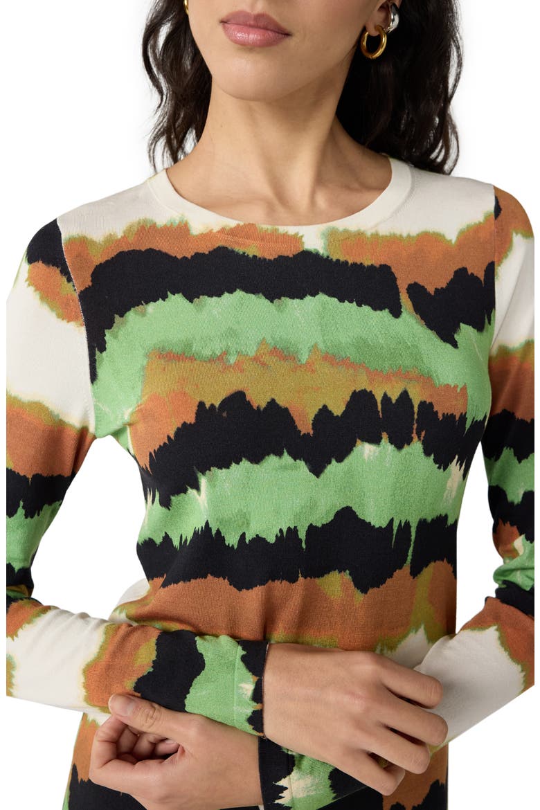 Robin Abstract Stripe Long Sleeve Column Dress, Alternate, color, CATERPILLAR IVORY