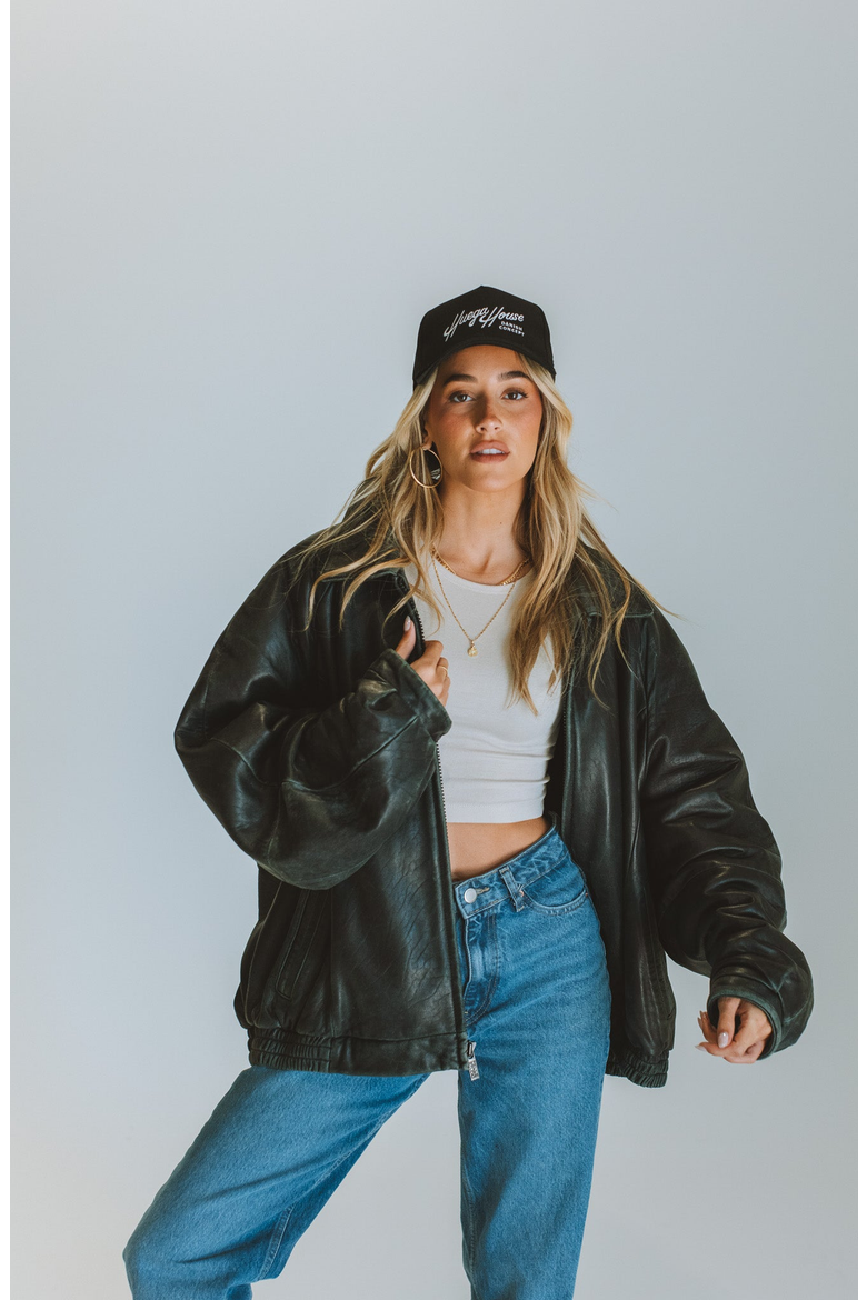 Retro Script Everyday Hat, Alternate, color, Everyday Black