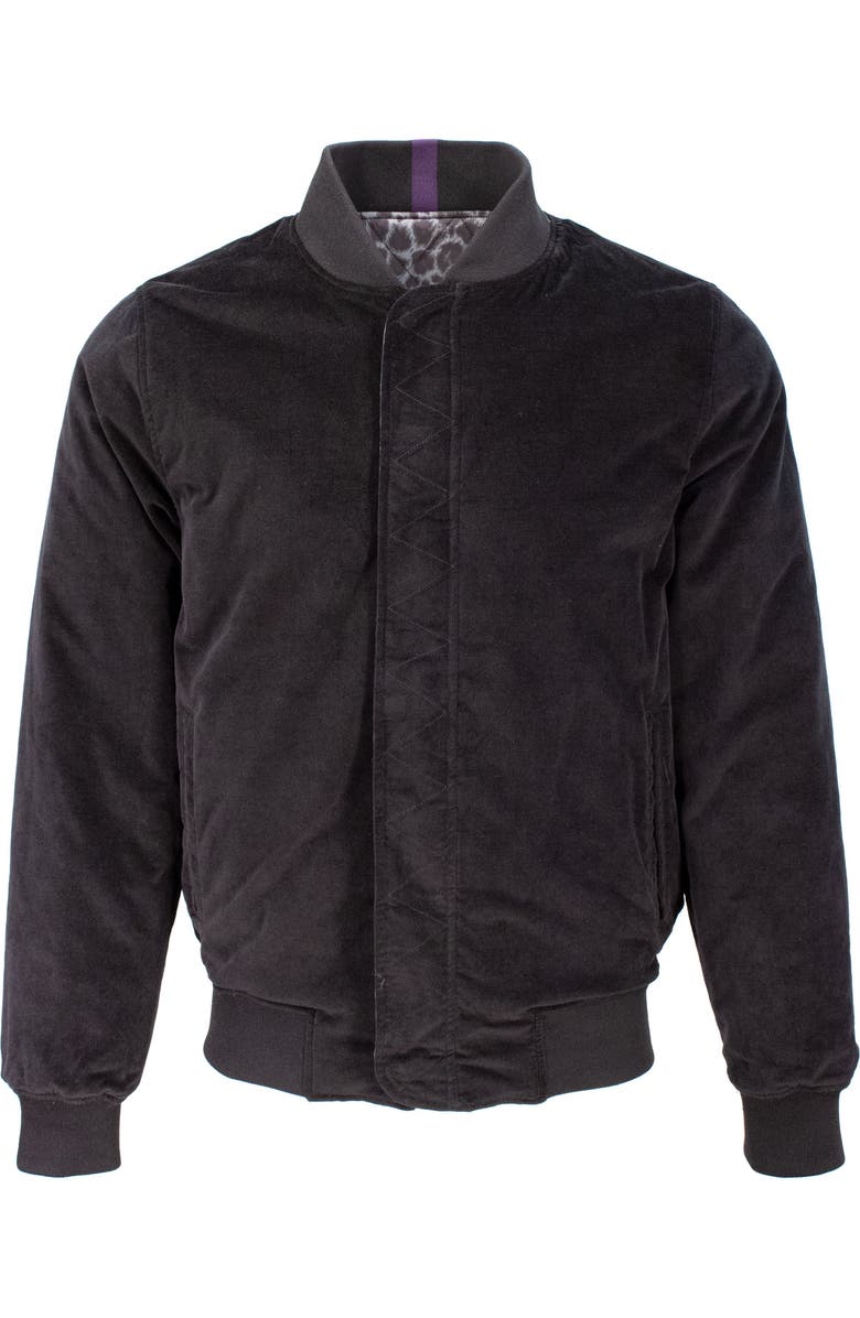 Lords of Harlech Don Velvet Reversible Bomber Jacket, Alternate, color, Black