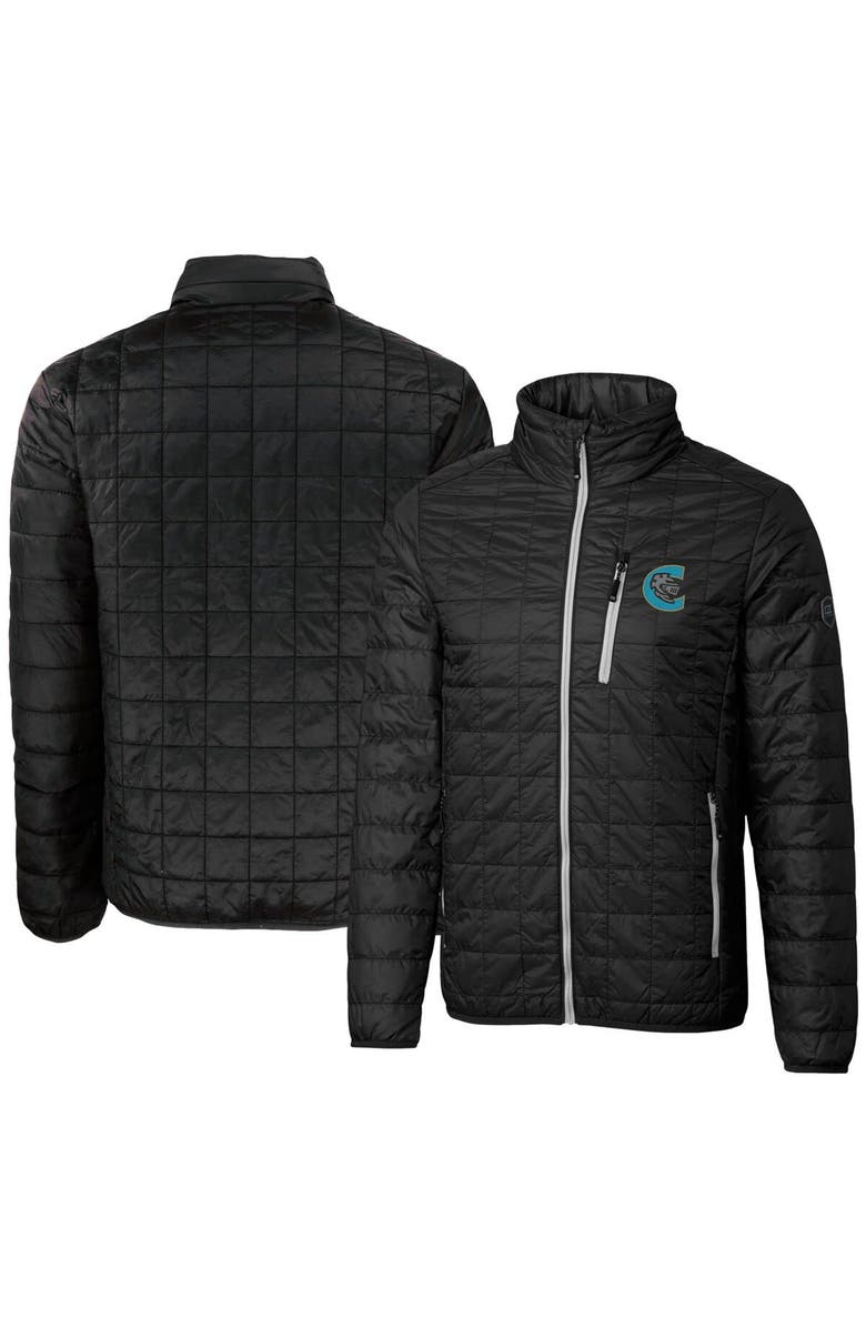 Cutter & Buck Men's Cutter & Buck Black Charlotte Knights Rainier PrimaLoft Eco Insulated Full-Zip Puffer Jacket, Main, color,