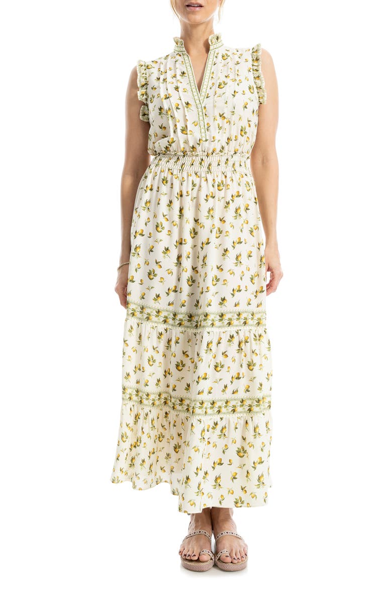 Floral Maxi Dress, Main, color, NATURAL/ LEMON HARVEST