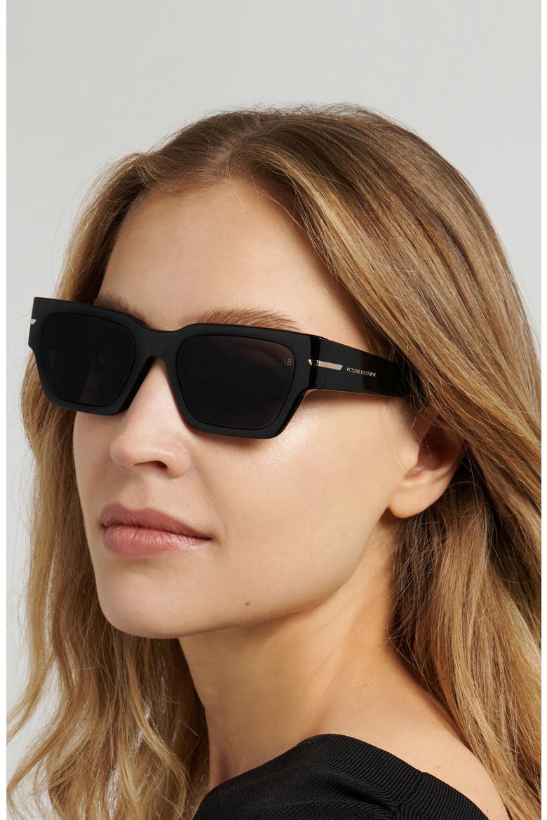 53mm Square Sunglasses, Alternate, color, BLACK/ GREY