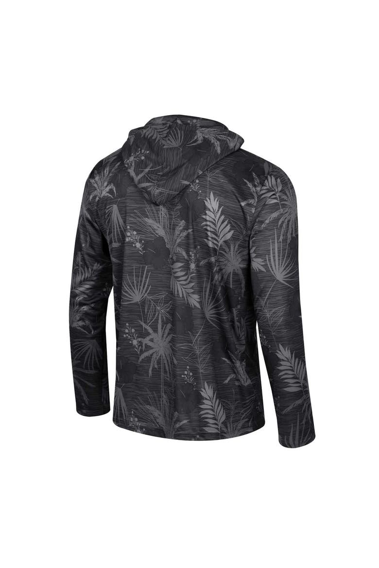 Men's Colosseum Black Iowa Hawkeyes Palms Printed Lightweight Quarter-Zip Hooded Top, Alternate, color, Black