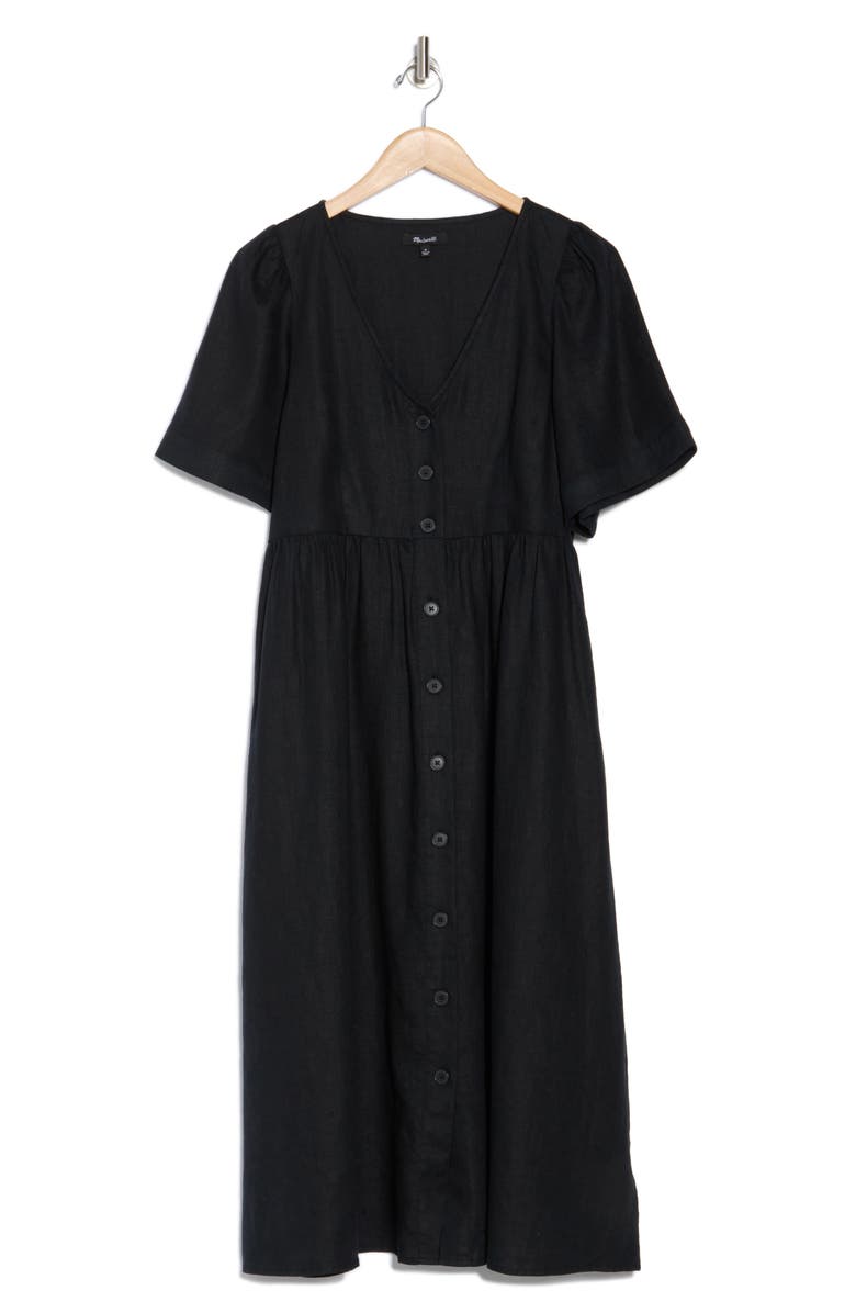Riley Button Front Linen Midi Dress