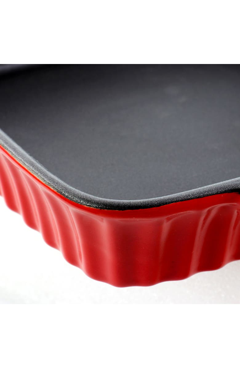 Crock-pot Denhoff 8 in. Non-Stick Ribbed Casserole, Alternate, color, Red