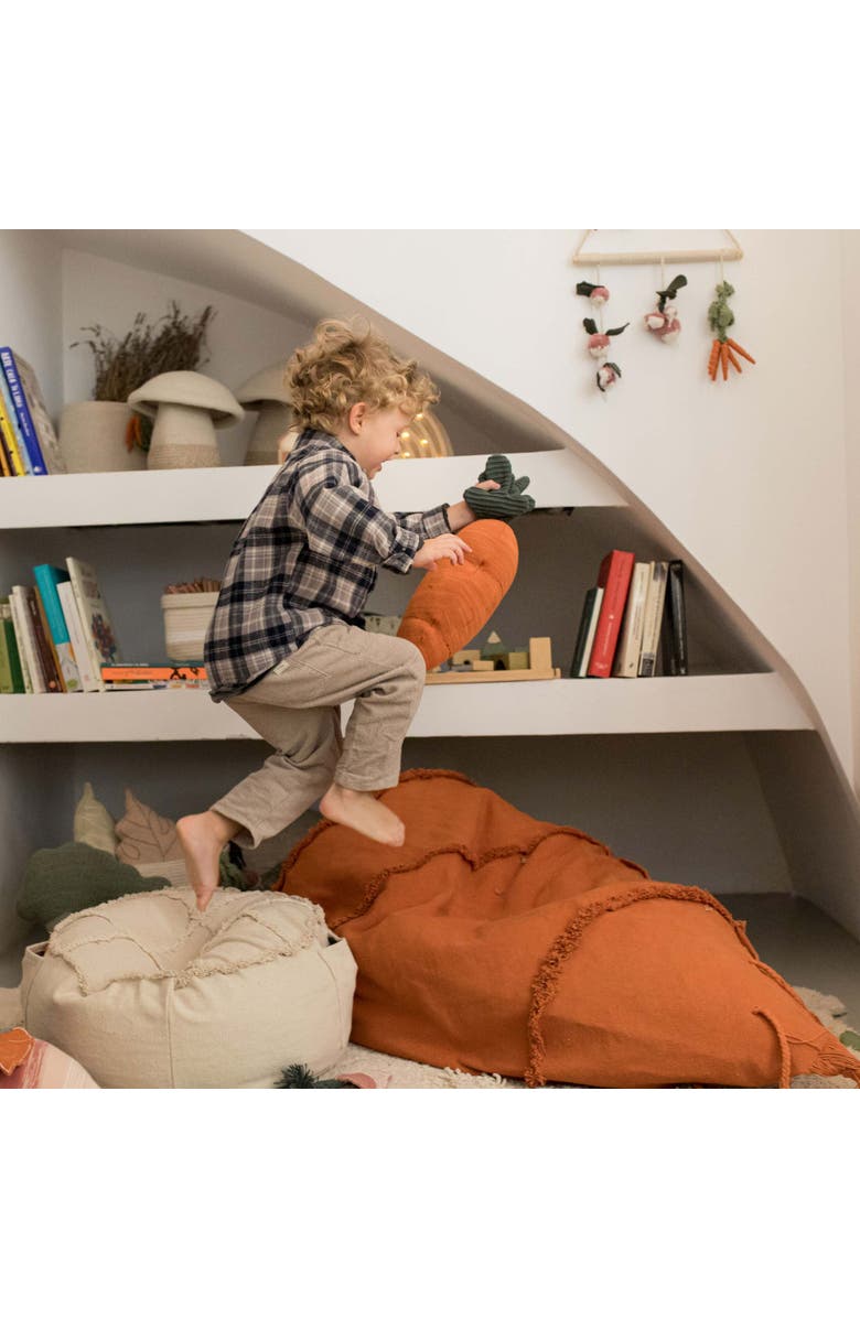 Lorena Canals Knitted cushion Cathy the Carrot, Alternate, color, Dark Green, Orange, Salmon