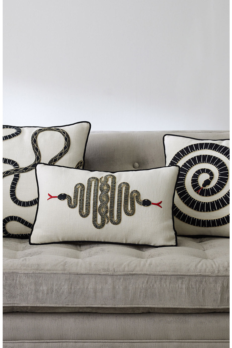 Eden Embroidered Pillow, Alternate, color, Black