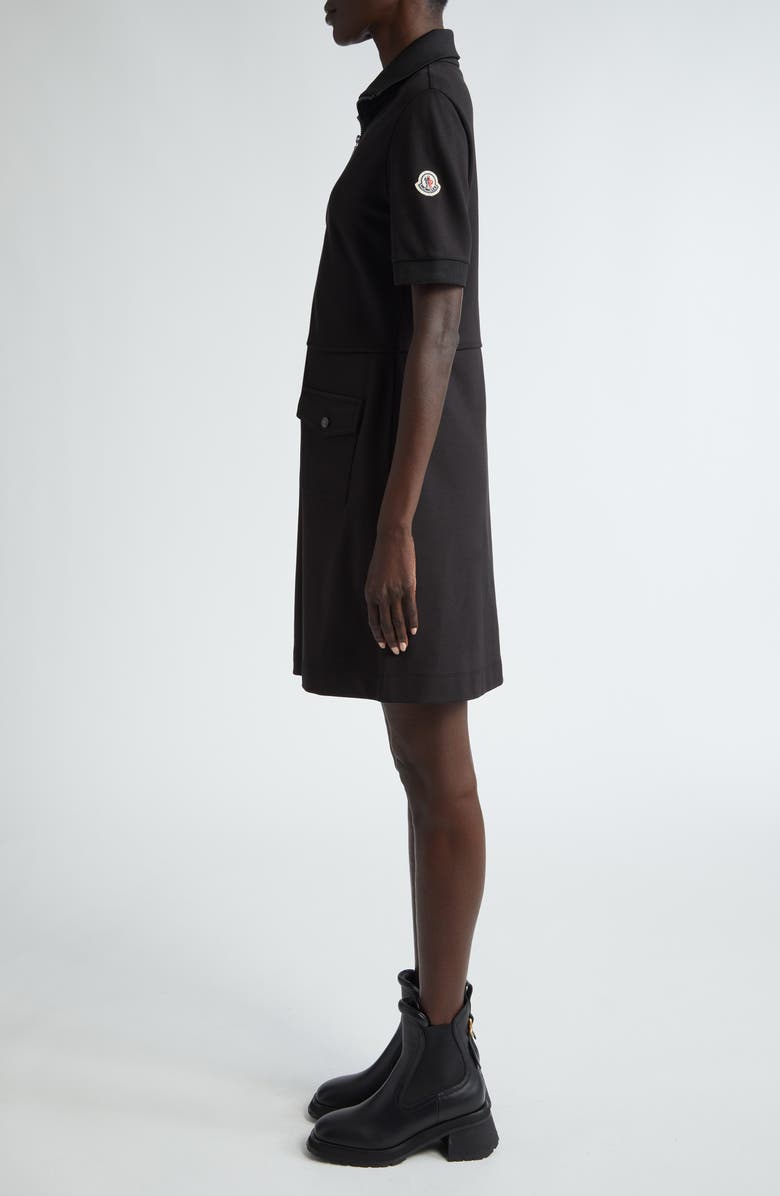 Moncler Zip Front Piqué Knit Polo Dress, Alternate, color,