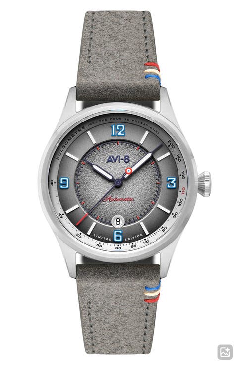 Flyboy Lafayette Automatic 110th Anniversary Limited Edition Leather Strap Watch, 42mm