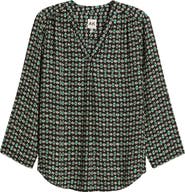 AK ANNE KLEIN Geo Pattern V-Neck Top