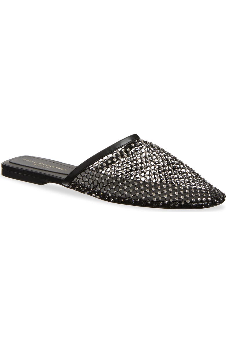 Stella McCartney Crystal Mesh Mule, Main, color, Black Crystal