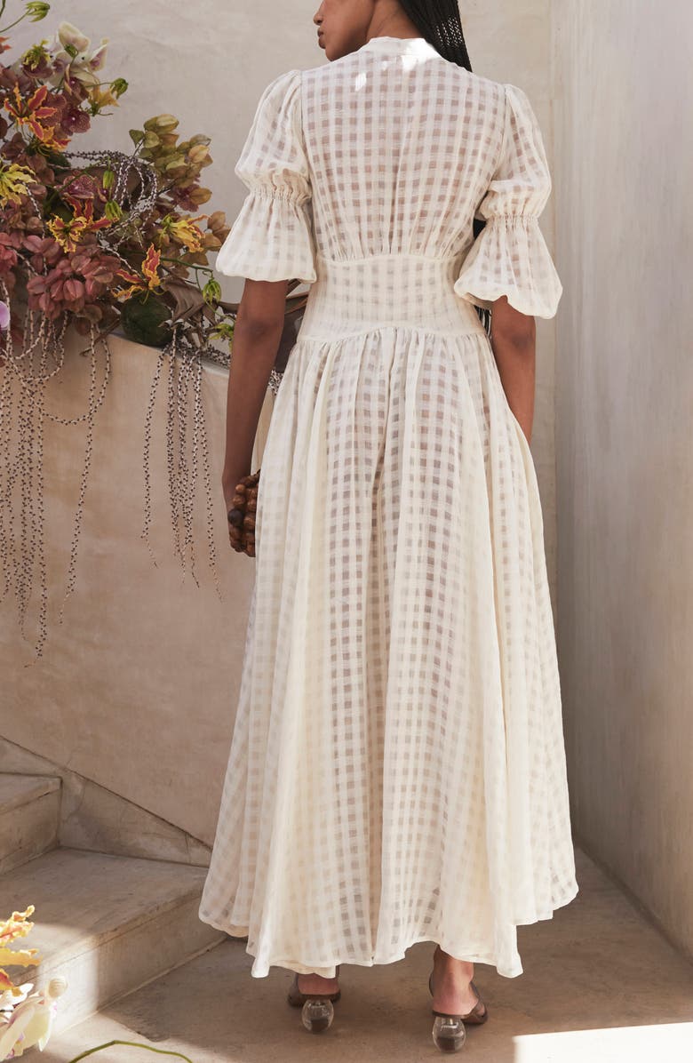 Cult Gaia Willow Gingham Linen Maxi Dress, Alternate, color, 