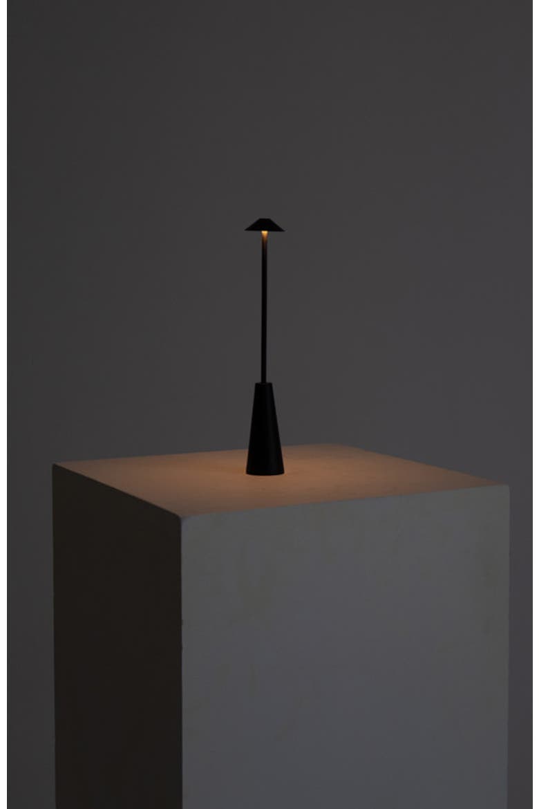 Enoki 12" Portable USB-Rechargeable LED Bistro Table Lamp with Slim Matte Black Stem and 3-Way Touch Dimming, Alternate, color, Classic black