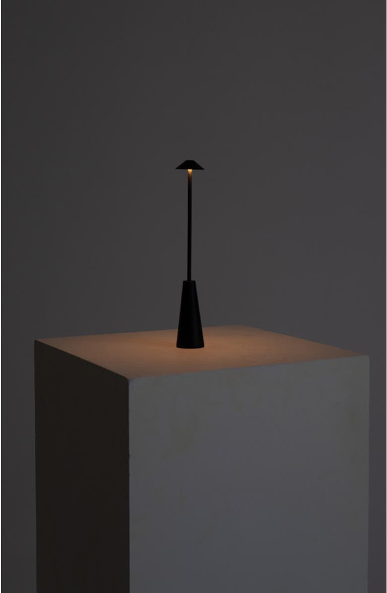 Brightech Enoki 12" Portable USB-Rechargeable LED Bistro Table Lamp with Slim Matte Black Stem and 3-Way Touch Dimming, Alternate, color,