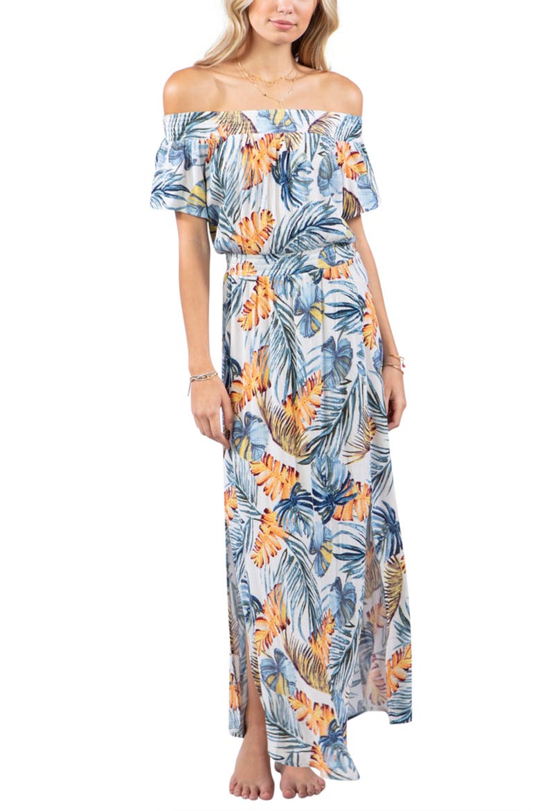 Sayulita Off the Shoulder Maxi Dress, Alternate, color, BONE