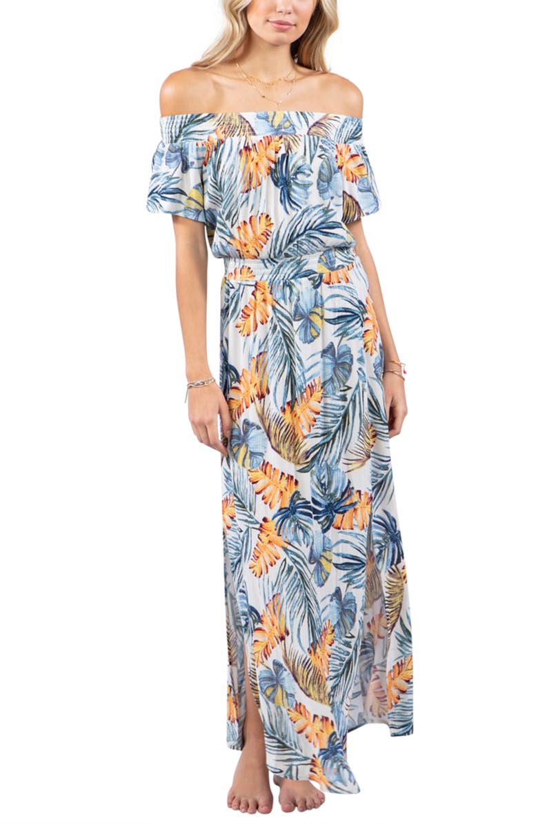 Rip Curl Sayulita Off the Shoulder Maxi Dress, Alternate, color,