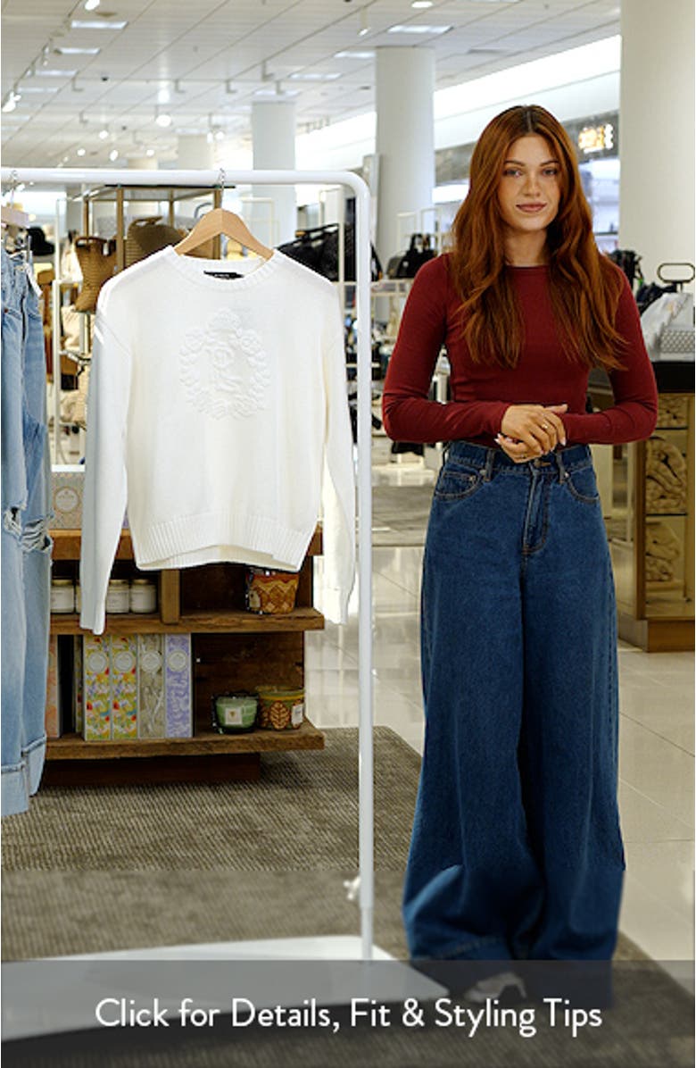 Floral Logo Combed Cotton Sweater, sales video thumbnail