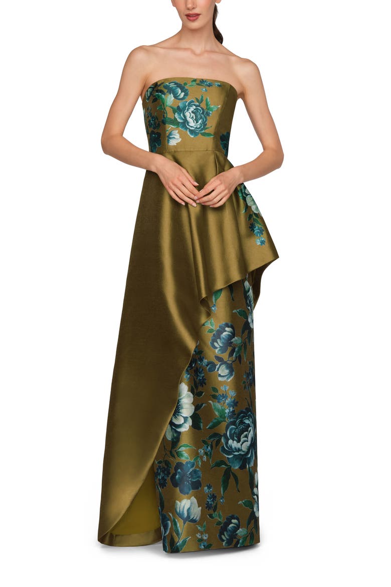 Marigold Strapless Evening Gown, Main, color, PECAN