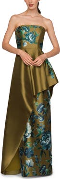 Kay Unger Marigold Strapless Evening Gown