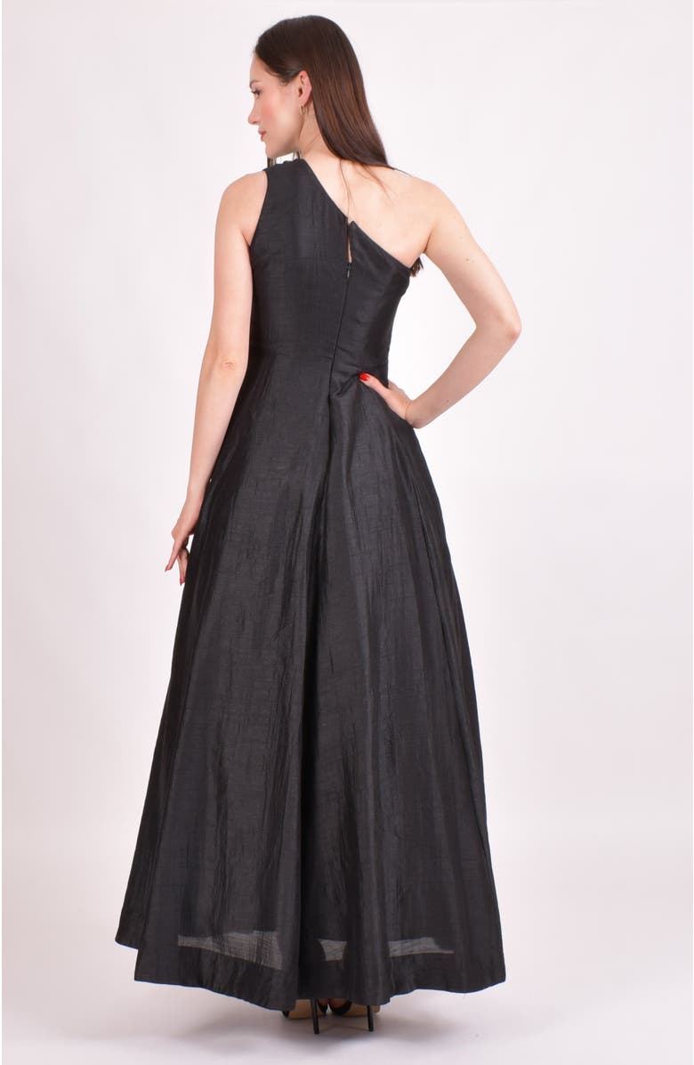 RAAS Oni One Shoulder Embroidered Saree Gown, Alternate, color, Black