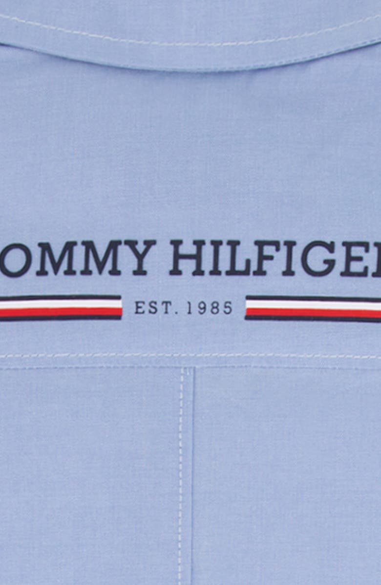 Tommy Hilfiger Logo Print Chambray Romper, Alternate, color, Blue