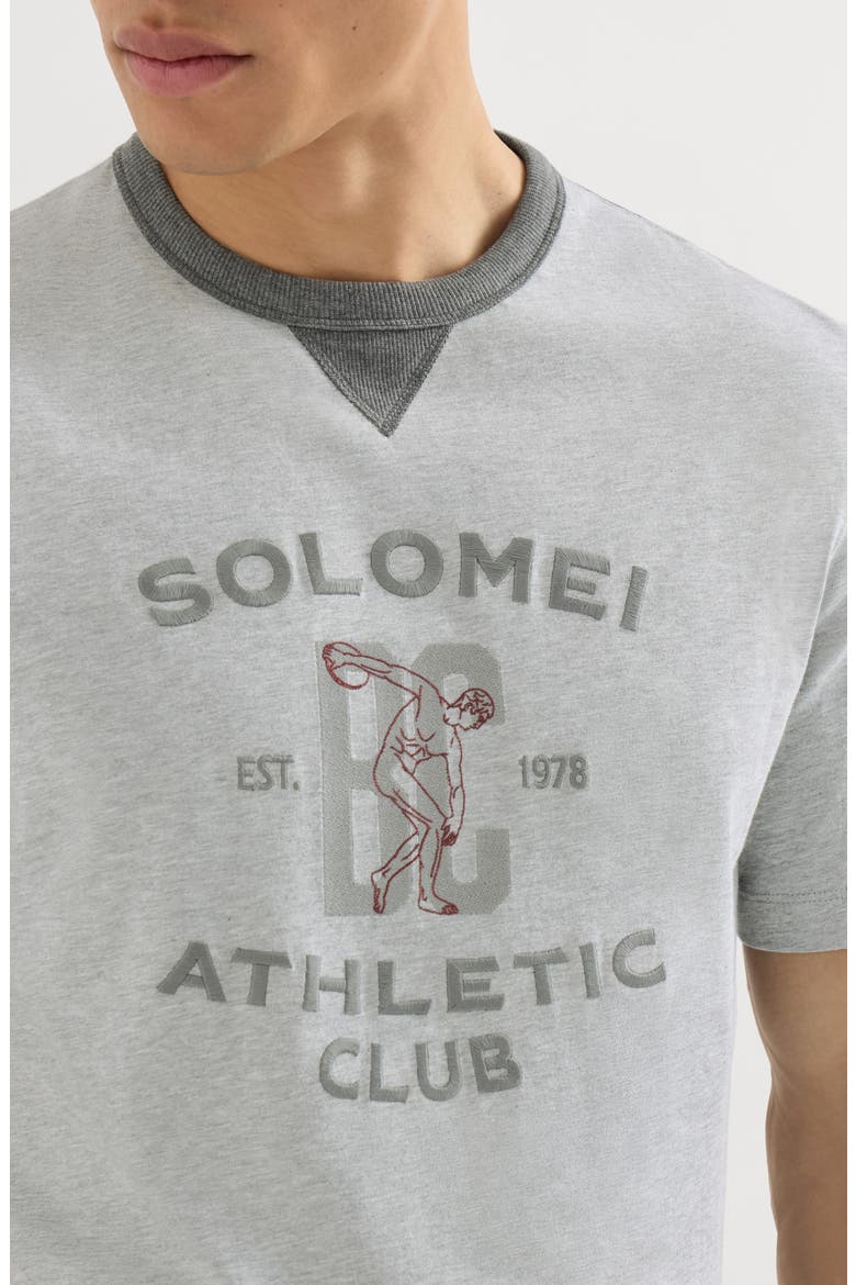 Cotton jersey crew neck T-shirt with print, Alternate, color, Grey
