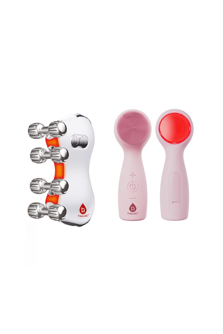 5-in-1 Skin Roller Massager With LED Light Therapy & 3-in-1 Facial Cleansing Device with 7 Color LED Light Therapy, Main, color, Multicolor